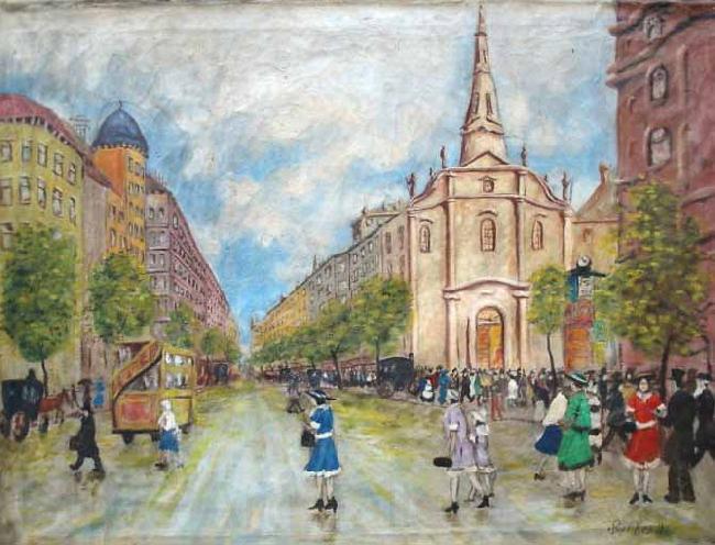 Antal Berkes Street Scene France oil painting art